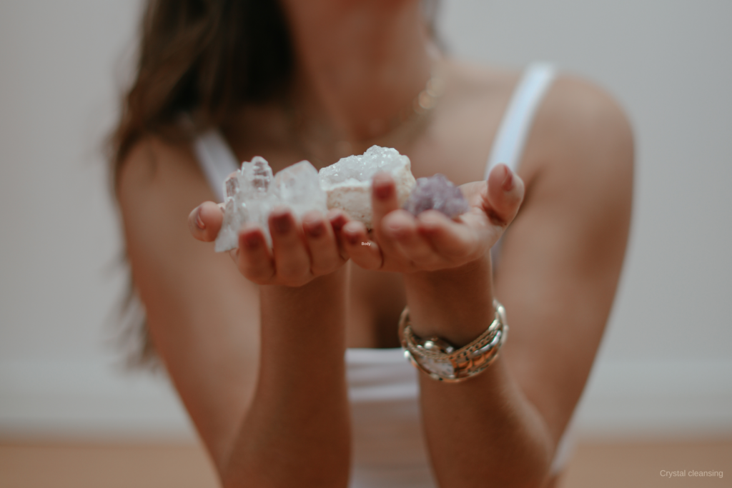 Hands for crystal cleansing